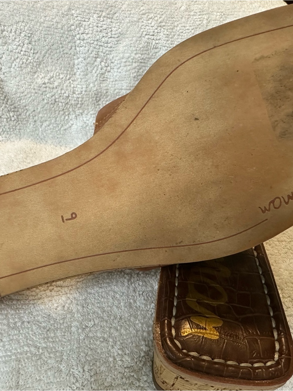 Sam Edelman Brown Leather Slide Sandals - Picture 6 of 6